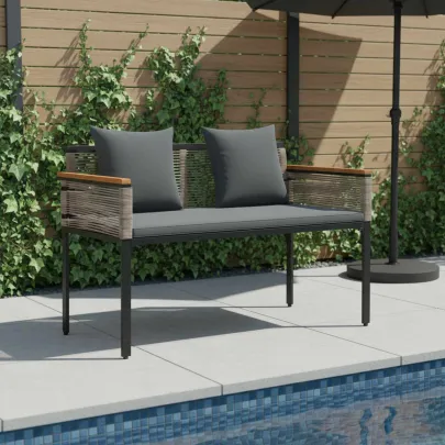 Bancă Exterior cu Pernă | Poliratan Rezistent | Livrare Gratuită