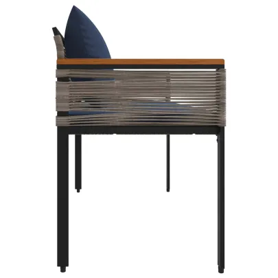 Bancă Exterior Poliratan, Gri Albastru | Livrare Gratuită