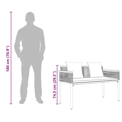 Bancă Exterior Poliratan, Gri Albastru | Livrare Gratuită