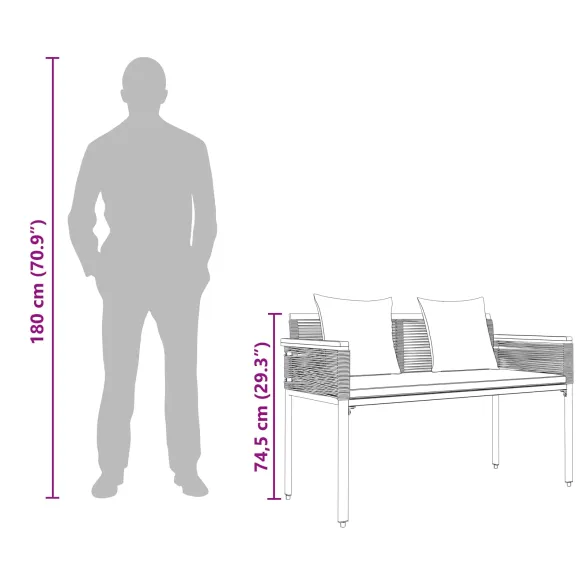 Bancă de Exterior Poliratan - Negru și Turcoaz | Livrare Gratuită