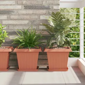 Set Ghivece Pătrate Roșu Cărămidă - 24 bucăți