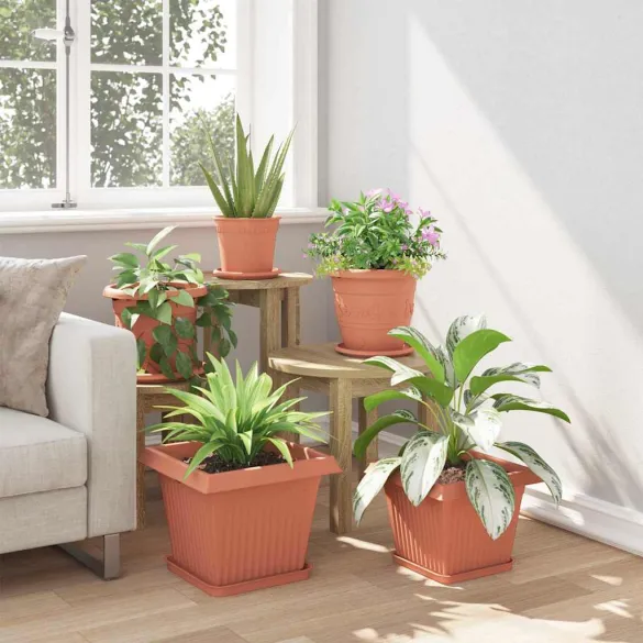 Set Ghivece Pătrate Roșu Cărămidă - 24 bucăți