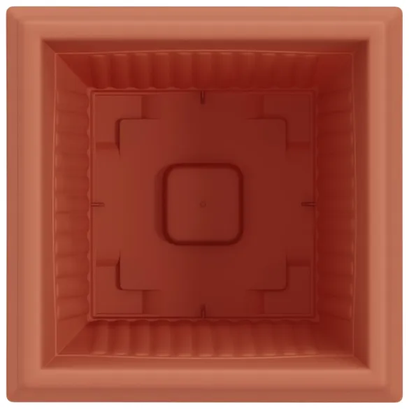 Ghivece Pătrate Roșu Cărămidă, 24 buc - Plastic Durabil