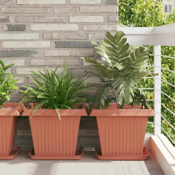 Ghivece Pătrate Roșu Cărămidă, Set 24 bucăți