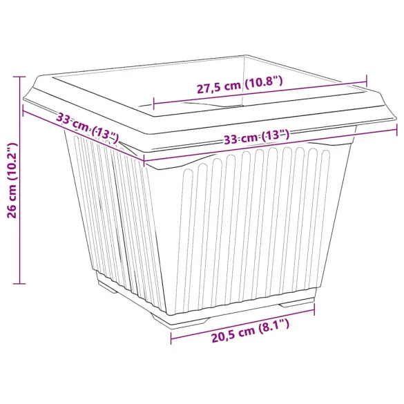Ghivece Pătrate Negre 24 buc - Plastic pentru Interior/Exterior