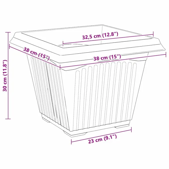 Set Ghivece Pătrate Negre, 24 buc, Plastic Rezistent