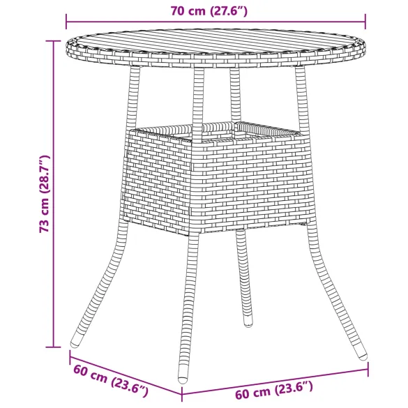Masă Exterior 70x70 cm Lemn Acacia | Livrare Gratuită