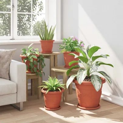 Set Ghivece Roșu Cărămidă pentru Plante | 24 Bucăți