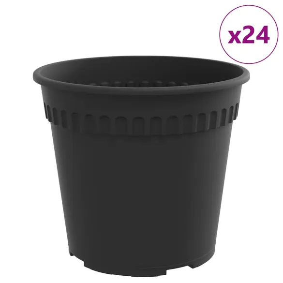 Set 24 Ghivece Rotunde Negre pentru Flori | Livrare Gratuita