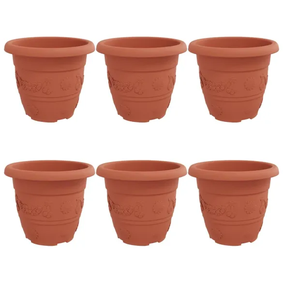 Set Ghivece Flori Roșu Cărămidă | Plastic Rezistent