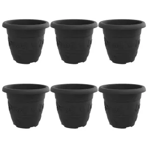 Set Ghivece Flori Rotunde Negre | Plastic pentru Interior/Exterior 2
