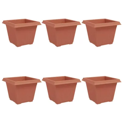 Set Ghivece Pătrate Roșu Cărămidă | 6 Buc | 43x43x33.5 cm