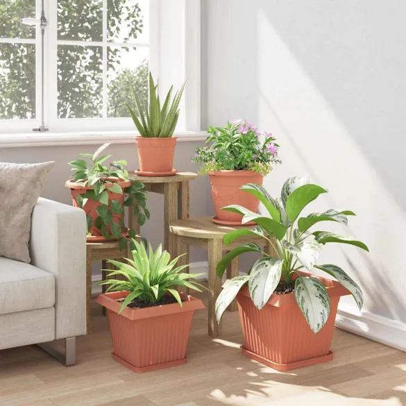 Set Ghivece Pătrate Roșu Cărămidă | 6 Buc | 43x43x33.5 cm