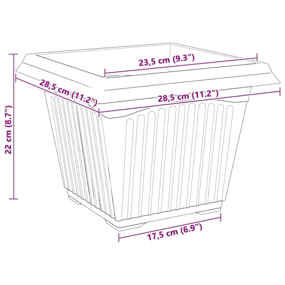 Set Ghivece Pătrate Roșu Cărămidă | 6 Buc | 43x43x33.5 cm