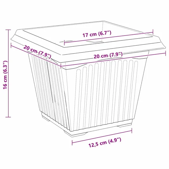 Set Ghivece Flori Pătrate Roșu Cărămidă | 24 bucăți