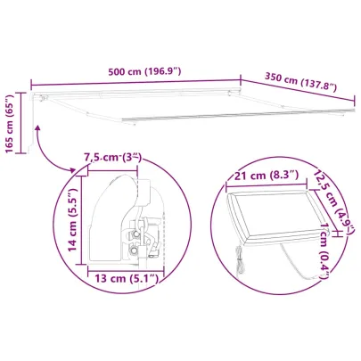 Cadru Pergola Retractabil Antracit 500x350 cm | Aluminiu