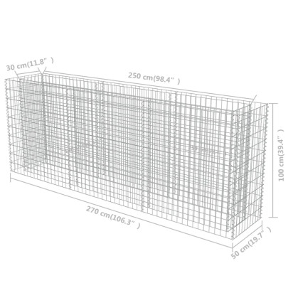 Strat Ridicat Gabion 270x50x100 cm - Oțel Galvanizat