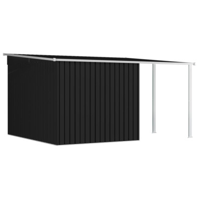 Șopron Grădină Oțel cu Acoperiș Extins - Antracit 336x270 cm