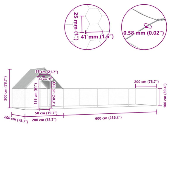 Coteț Păsări 8x2x2m - Oțel Galvanizat | Livrare Gratuită