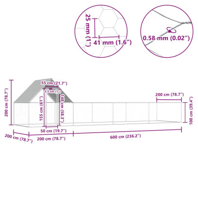 Coteț Păsări 8x2x2m - Oțel Galvanizat | Livrare Gratuită