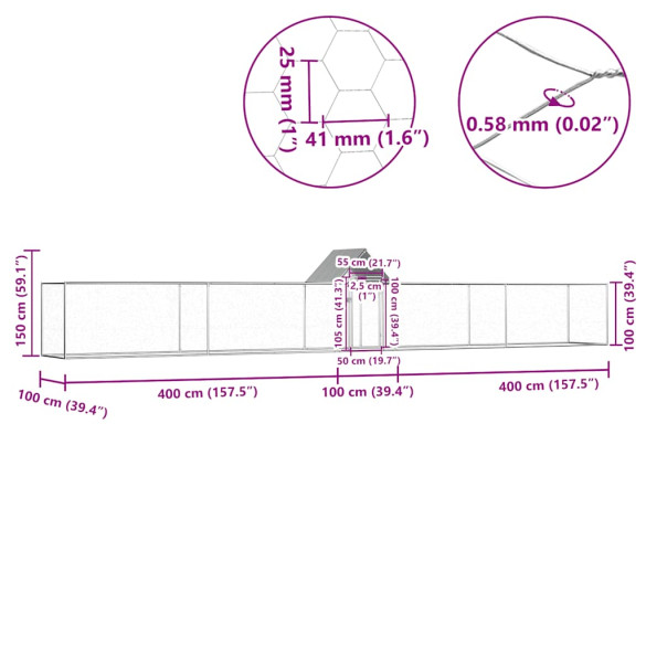 Coteț Păsări Oțel Galvanizat 9x1x1.5m - Livrare Gratis