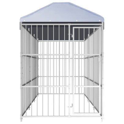 Padoc Câini Exterior cu Acoperiș - 450x150x200 cm