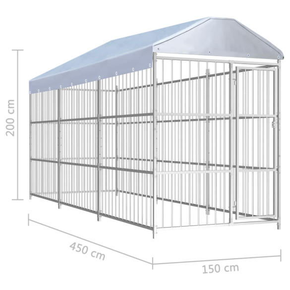 Padoc Câini Exterior cu Acoperiș - 450x150x200 cm
