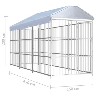 Padoc Câini Exterior cu Acoperiș - 450x150x200 cm