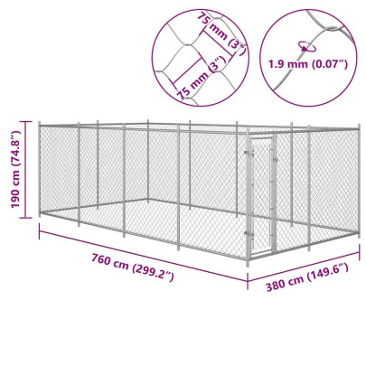 Padoc Câini Exterior 7,6x3,8m - Livrare Gratuită