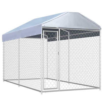 Padoc de exterior cu prelată pentru câini - 382x192x225 cm