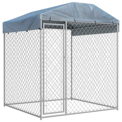 Padoc de exterior cu prelată pentru câini - 193x193x225 cm