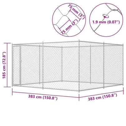 Padoc Câini Exterior 14,6 m² - Oțel Galvanizat