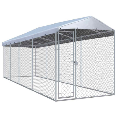 Padoc pentru câini de exterior - cu acoperiș 760x190x225 cm