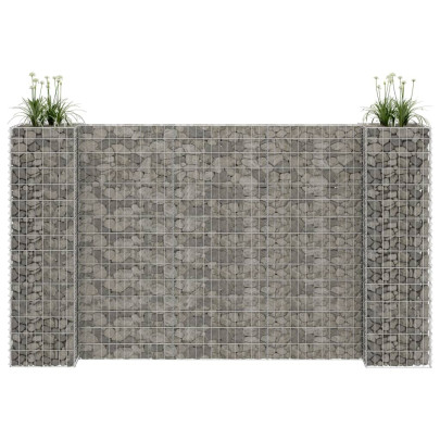 Jardinieră Gabion Formă H - Oțel Rezistent - 260x40x150 cm