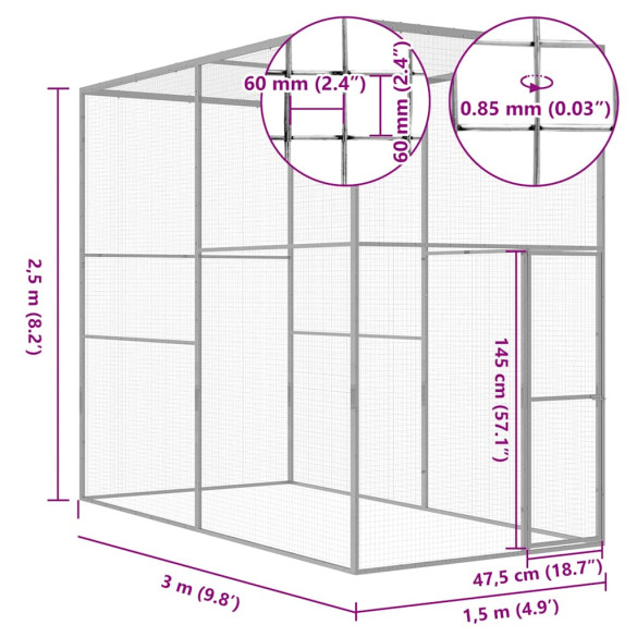 Cușcă Pisici Mare Exterior - Oțel Galvanizat Rezistent