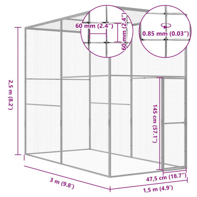 Cușcă Pisici Mare Exterior - Oțel Galvanizat Rezistent