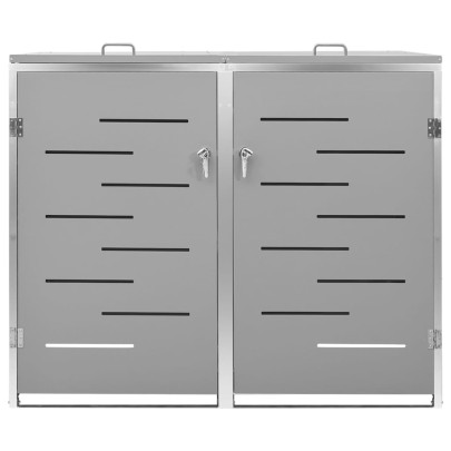 Magazie Pubelă 2 Pubele - Oțel Inoxidabil 138x77.5x112.5cm