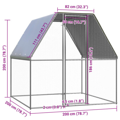 Coteț Păsări Exterior 2x2x2m - Oțel Galvanizat | Livrare Gratuită