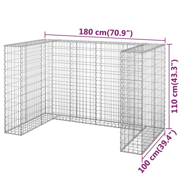 Perete Gabion Pubele Oțel Galvanizat 180x100x110 cm