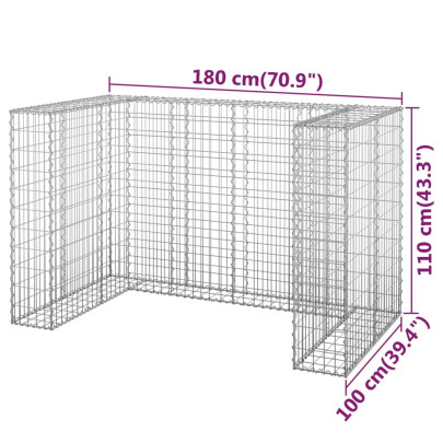 Perete Gabion Pubele Oțel Galvanizat 180x100x110 cm