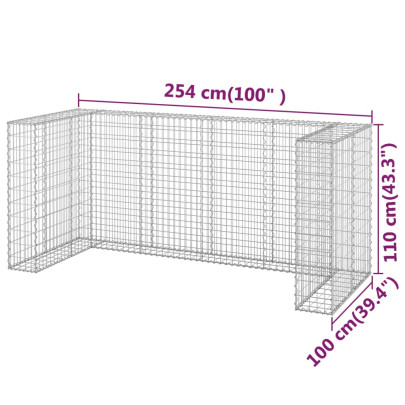 Perete Gabion Pubele Oțel Galvanizat 254x100x110 cm