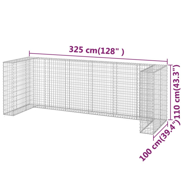 Perete Gabion Pubele - Oțel Galvanizat 325x100x110 cm