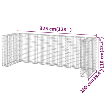 Perete Gabion Pubele - Oțel Galvanizat 325x100x110 cm