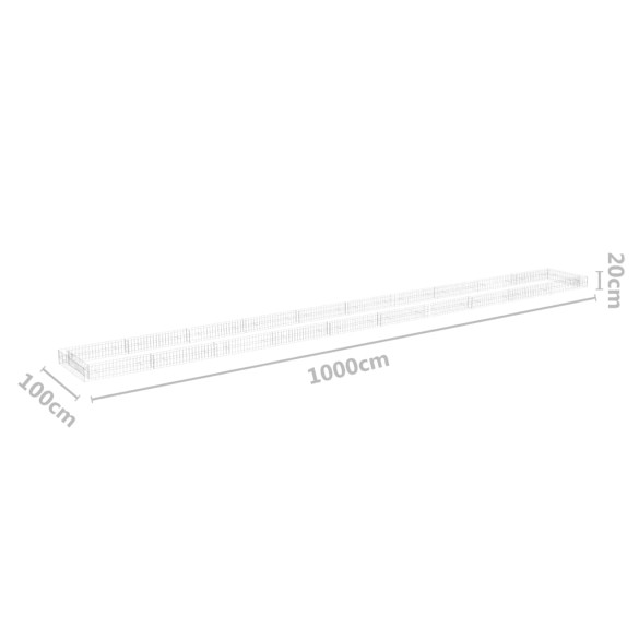 Strat Înălțat Gabion 1000x100x20 cm - Oțel Galvanizat