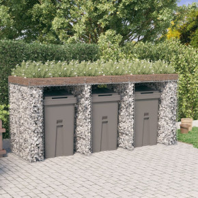 Perete Gabion pentru Pubele Gunoi 270x91x120 cm Fier Galvanizat