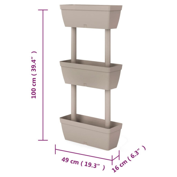 Jardinieră Modulară Grădină - 6 Bucăți - Gri Taupe 100cm