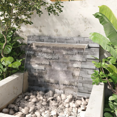 Fântână Cascadă Piscină 110cm Oțel Inoxidabil