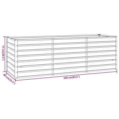 Strat Ridicat Grădină Oțel Corten Rustic - 240x80x77 cm