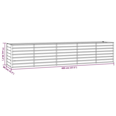 Strat Ridicat Grădină Oțel Corten 400x80x77 cm | Livrare Gratuită