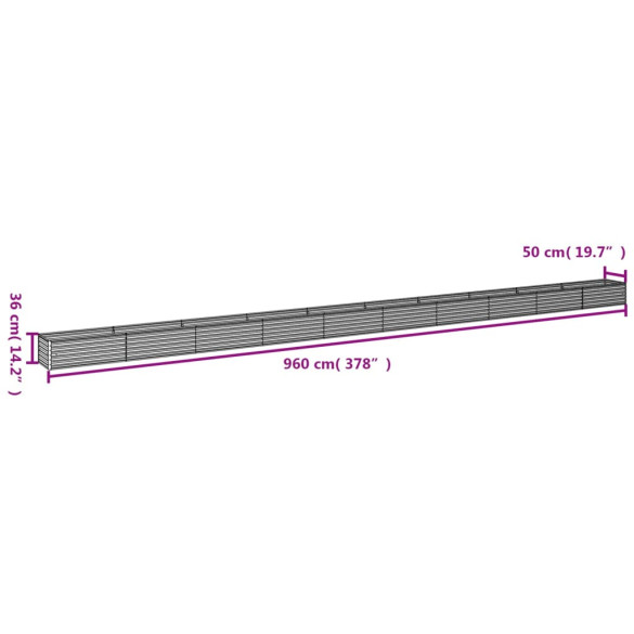 Strat Înălțat Grădină Oțel Corten - 960x50x36 cm